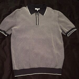 Reiss Monochrome Zip Polo Shirt